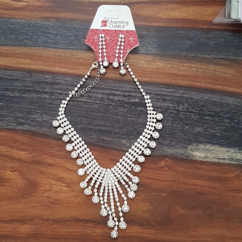 Charming Charlie's Crystal Necklace & Earring Set!